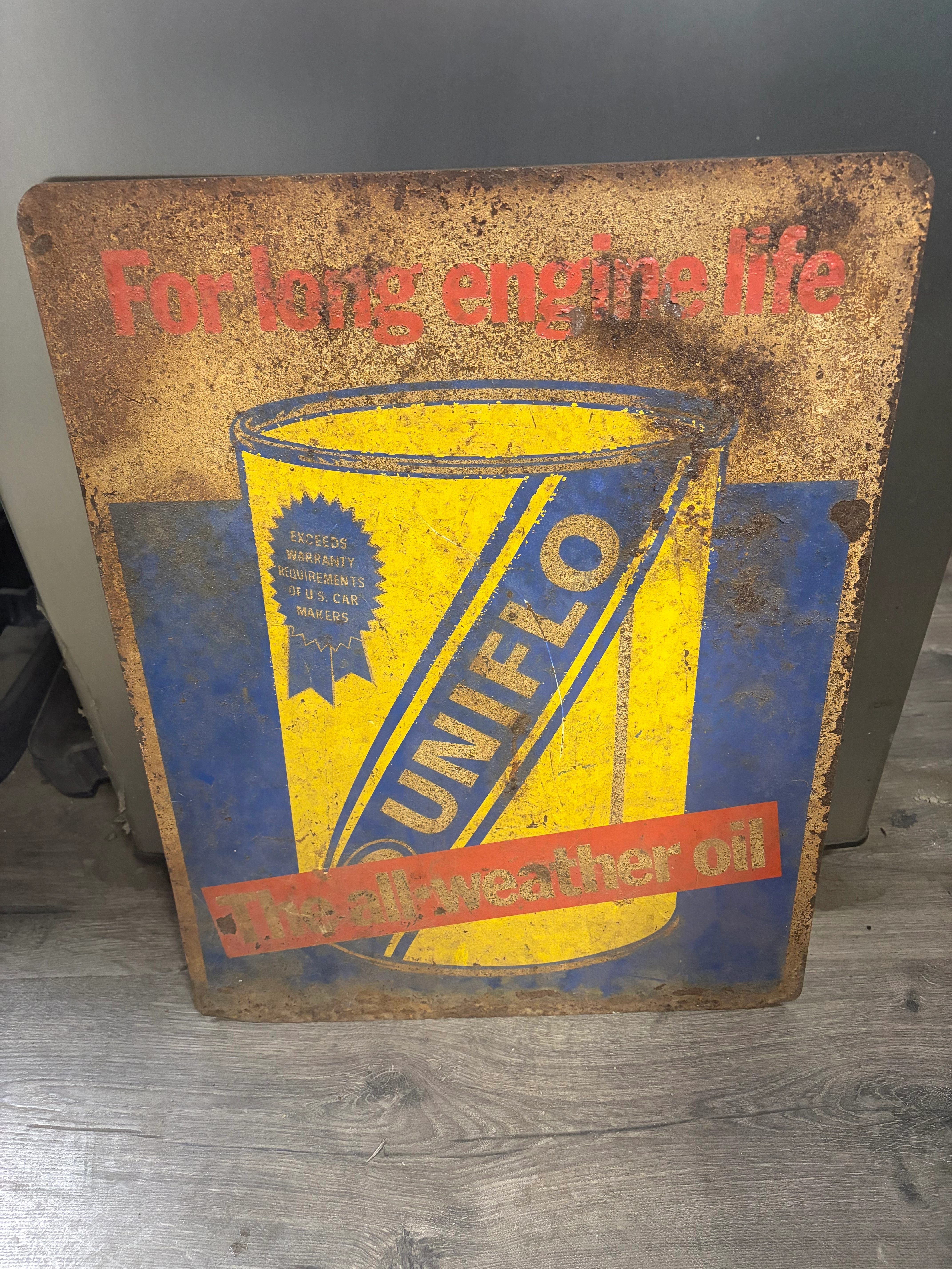 Vintage Uniflo Motor Oil Metal Sign - Esso Petroliana Garage Decor